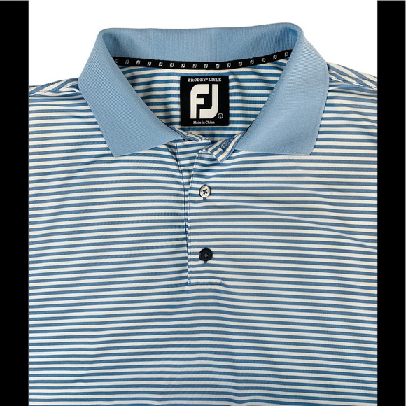 FootJoy “FJ” Men’s Large Golf Polo Striped White, Blue - Picture 3 of 9